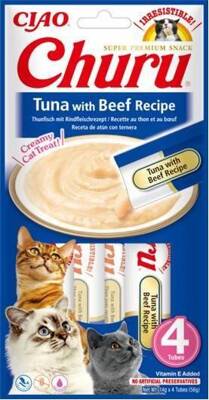 INABA Churu thon et boeuf snack pour chats 4x14g