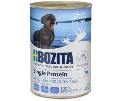 Bozita - Pâté protéiné de renne - nourriture humide pour chiens sans céréales, boîte de 400 g