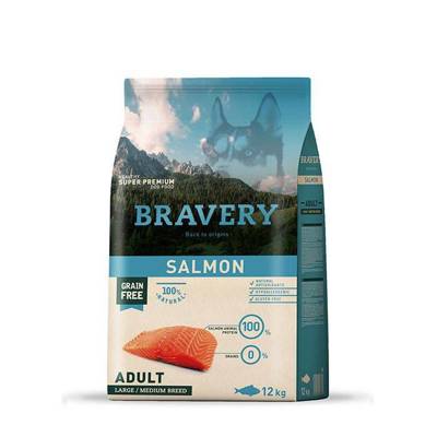 Bravery Adulte Sans Grains Moyen Grand Saumon 12kg