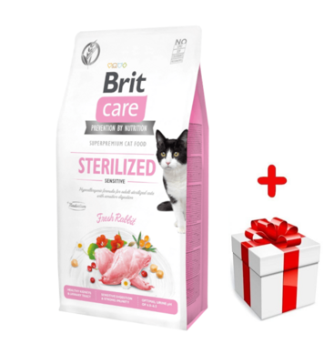 Brit Care Cat Grain-Free Sterilized Sensitive au Lapin 400g +surprise pour votre chat 