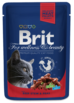 Brit Premium Cat pour chats adultes avec du bœuf et des pois 100g
