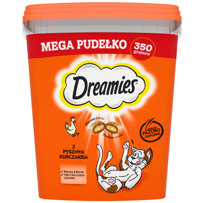 DREAMIES Mega Box 350 g - nourriture complémentaire pour chats adultes, avec du poulet délicieux