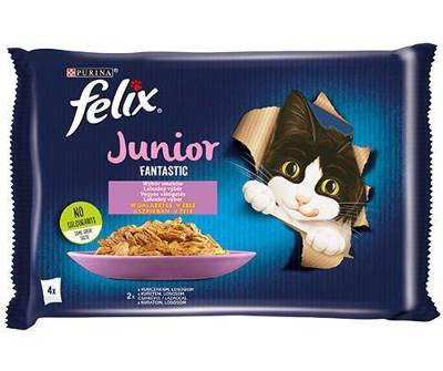FELIX Fantastic Junior gelée de poulet et de saumon 4x85g
