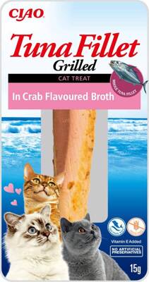 INABA Filet de thon pour chats - Thon en bouillon de crabe 15g