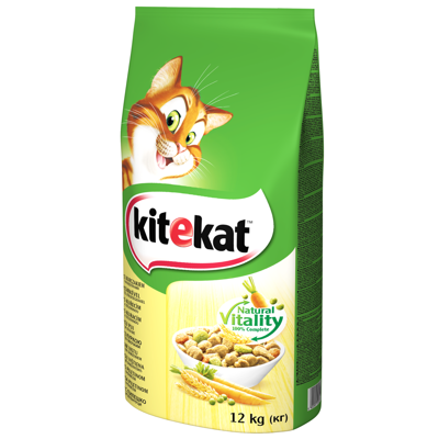 KITEKAT - nourriture sèche pour chats avec poulet et légumes 12kg