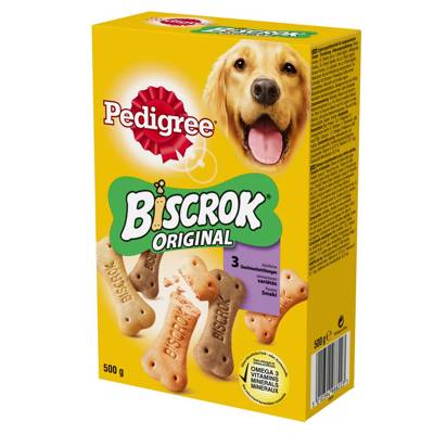 Pedigree Biscrok Biscuits Pour chiens adultes sous forme d'os avec de l'agneau, du poulet et du bœuf 500g